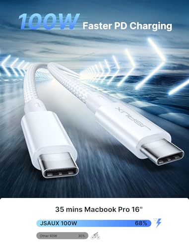 JSAUX Premium USB C to USB C 3.2 Gen 2 Cable – Lightning-Fast 20 Gbps Data Transfer, 100 W Power Delivery, 4 K Video Streaming – Versatile 3.3 FT Length for i Phone 15 Pro Max, Mac Book Pro/Air, Samsung Galaxy S24/S23, and Dell XPS – Optimize Your Digital Workflow and High-Performance Charging Solutions