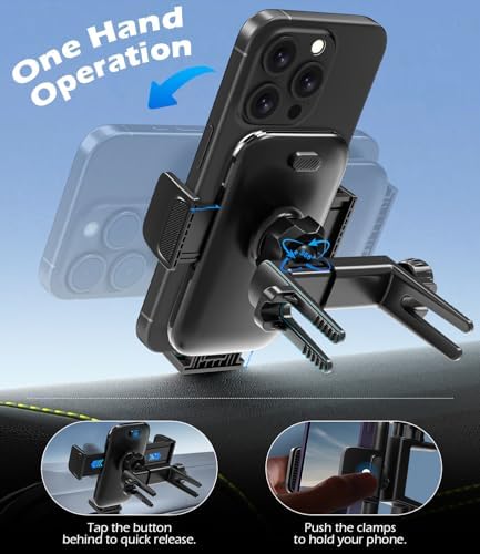 Car Round Vent Phone Mount for Mercedes Benz A/B/C/E/G-Class/GLA/GLK/EQE [Big Phone & Thick Case Friendly], Hands Free Car Phone Holder, Wider Clamp for All Smartphone 4-7.2inch – Enhanced Compatibility and Speed