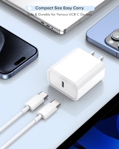 10 FT Ultra-Fast USB-C Charging Cable Set for i Phone 16/15 Pro Max – 2-Pack Long-Lasting Cords with 20 W Quick Charge Block for Efficient Power Delivery – Perfect for Home, Office, and On-the-Go Use – Durable Design for Enhanced Compatibility with i Pad Pro/Air/Mini