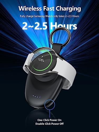 Portable Magnetic Charger for Samsung Galaxy Watch 7 Ultra – 1400 m Ah Fast Charging Power Bank, Travel-Friendly Keychain Accessory for Galaxy Watch 7/6/5 Pro/4/3 & Active Series – Efficient Wireless Charging on the Go