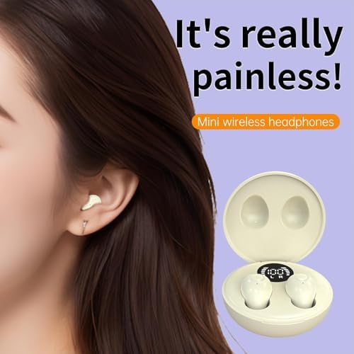 Invisible Mini Bluetooth Earbuds for Small Ear Canals – Ultimate Comfort with Noise Isolation for Work and Sleep – Lightweight Design, Fast Pairing & Superior Audio Quality for Discreet Listening Anywhere