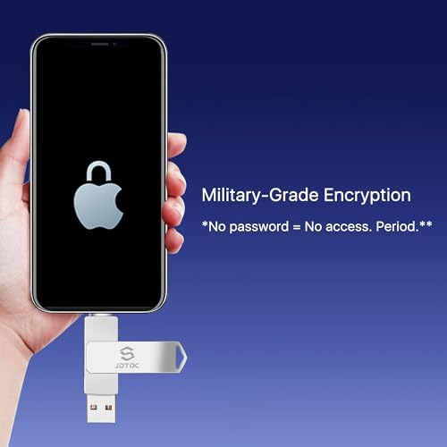 Genuine Apple MFi Certified 128 GB i Phone USB Flash Drive – Real Storage for Effortless Photo Backup & Video Transfer – Lightning Connector with Encrypted Auto Backup – High-Speed, Seamless Compatibility for i Pad & i Phone – Say Goodbye to Fake MFi Clones!