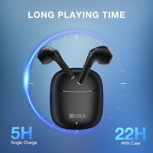 Premium Wireless Earbuds with Bluetooth 5.3 – 1 Hora Sports Headphones Offering Deep Bass Sound and Extended Battery Life, Ergonomic In-Ear Design for Active Lifestyles – Compatible with i Phone, Android, Tablets, and Laptops – Superior Audio Experience in a Compact Charging Case