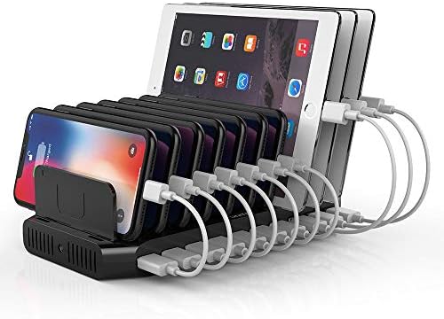 Unitek Quick Charge 3.0 Multi USB Charging Station – 10-Port Fast Charger for i Phone, i Pad, Tablets, and Kindles – UL Certified Safety with Sleek Black Design for Home and Office Use – Enhance Device Lifespan and Efficiency