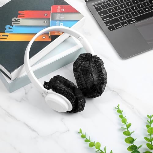 300 Disposable Headphone Covers – Premium Non-Woven Sanitary Fabric for Ultimate Hygiene and Comfort, Perfect for Salons, Gyms, and Events – Black Earphone Protectors for Superior Fit (L-11 cm)
