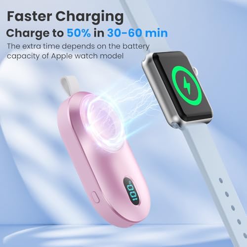 Portable Magnetic Wireless Charger Duo for Apple Watch – 2800 m Ah High-Speed Charging Power Bank for All Series (1-10, SE, Nike, Ultra) – Sleek Black & White Design for Ultimate Portability and Active Lifestyles