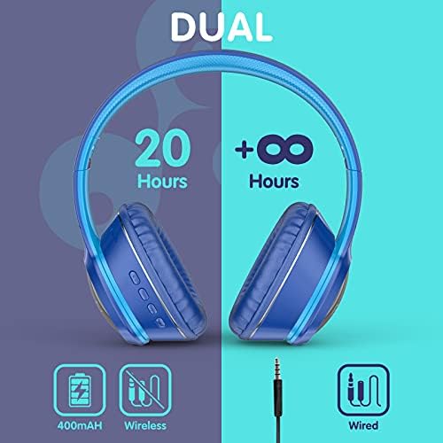 Vibrant Purple Kids Bluetooth Headphones – Safe Listening with Colorful LED Lights, Ultra-Comfort Earpads, Built-in Microphone, and Travel-Friendly Foldable Design for School & Adventure – Perfect for Online Learning and Playtime