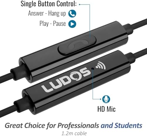 LUDOS Clamor Wired Earbuds – Premium Noise-Isolating In-Ear Headphones with Memory Foam Tips, Built-in Microphone, 5-Year Warranty – Perfect for i Phone and Samsung Users, Ideal for Students and Small Ears in Stylish Pink – Ultimate Sound Quality and Comfort for Everyday Use