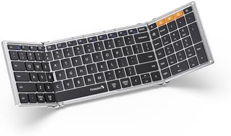 Portable Full-Size Proto Arc Bluetooth Keyboard XK01 – Foldable Wireless Keyboard with Numeric Keypad for i Pad, Tablets, Smartphones, and Laptops – Rechargeable Multi-Device Solution for Windows, i OS & Android – Ultimate Travel Companion for On-the-Go Professionals