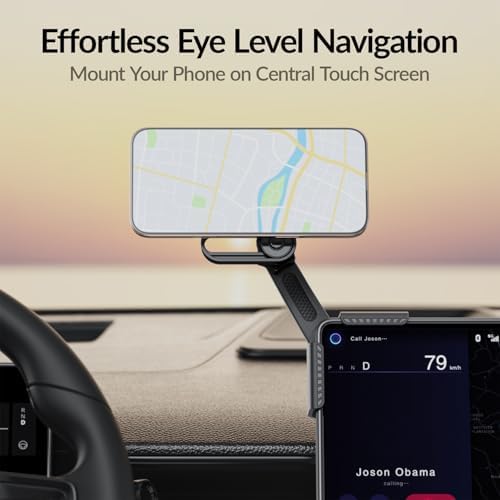 SOOPII Magnetic Phone Mount for Tesla Model 3/Y – Ultimate Hands-Free Mag Safe Holder for i Phone 16/15 & All Smartphones – Enhanced Stability, Quick Charging & Effortless Installation for Safer Driving Experience