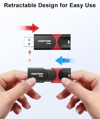 KOOTION 256 GB USB 3.0 Flash Drive – High-Speed Retractable Thumb Drive with Rugged Design and LED Indicator for Reliable Data Storage and Transfer – Ideal Memory Stick for Professionals and Students