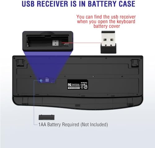 Ergonomic Wireless Keyboard for Ultimate Comfort – 2.4 GHz Full-Sized Design with Cushioned Wrist Rest for Windows & Mac Compatibility – Enhance Your Productivity at Home or Office