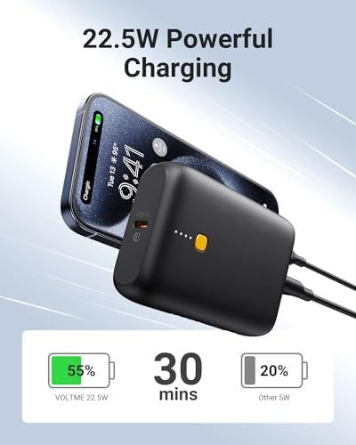 VOLTME Ultra-Slim 10000 m Ah Portable Power Bank – High-Speed 22.5 W USB-C & USB-A Dual Output Charger for i Phone 16/15/14/13/12, Samsung Galaxy S24/S23, i Pad & More – Travel-Ready Design with Enhanced Compatibility and Fast Charging Technology