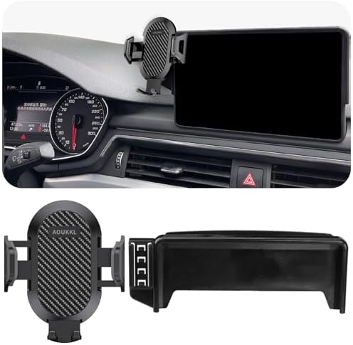 Premium Car Phone Holder with Integrated Glasses Case for Audi A4 (2017-2019) & Q5 (2019-2020) – Tailored 7-Inch Screen Mount for Hands-Free Driving and Clutter-Free Convenience – Thick Case Compatible, Easy Installation, Sleek Design for Ultimate Vehicle Harmony