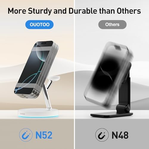2025 Premium 3-in-1 Wireless Charging Station for i Phone 16, 15, 14, 13, 12 – Mag-Safe Compatible Charger Stand for Air Pods and i Watch – Fast, Efficient Power Hub with Sleek Design and Overcharge Protection for Home or Travel