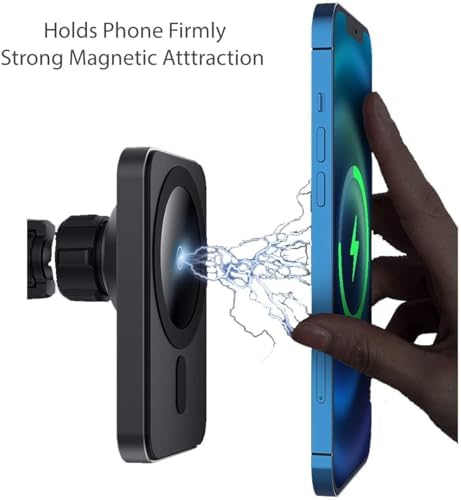 Aporia Mag Safe Car Cup Holder Charger – 15 W Fast Wireless Charging Mount with Adjustable Arm & 360° Rotation for i Phone 12+ | Ultimate Driving Accessory for Effortless Connectivity and Enhanced Convenience on the Road