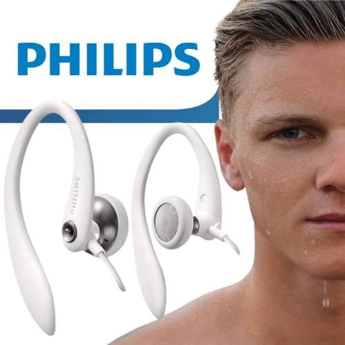 Philips SHS3200 WT/37 White Flexible Earhook Headphones – Superior Sound Quality & Ergonomic Design for Active Lifestyles, Perfect for Workouts or Daily Commutes, Lightweight & Durable Wired Earbuds with Deep Bass and Enhanced Device Compatibility