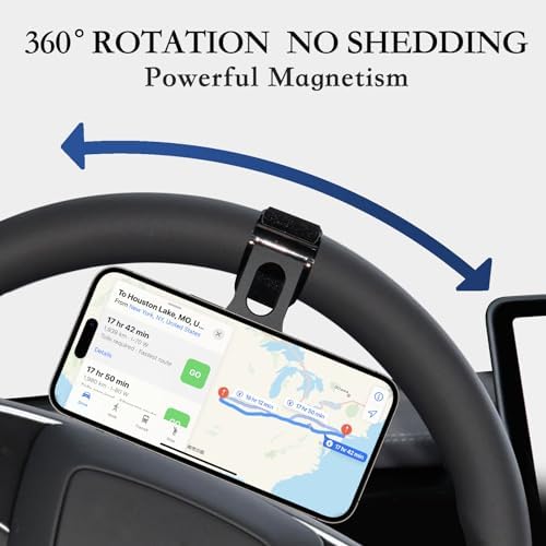 Premium Magnetic Phone Holder for Tesla – Effortless Steering Wheel Mount Compatible with Mag Safe & Universal Devices – Enhanced Stability with Magnetic Ring – Ideal for Safe Driving Navigation & Hands-Free Calls – Perfect for i Phone, Samsung & All Smartphones – Essential Tesla Accessory for Modern Drivers