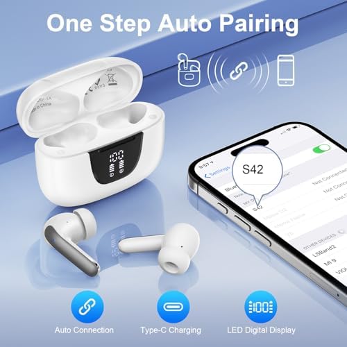 Samsung Galaxy S25 & S24 Ultra Bluetooth 5.3 Wireless Earbuds – Premium Noise Cancelling Headphones with IPX7 Waterproof Rating for Ultimate Durability, Enhanced Bass Stereo Sound, Built-in Mic, and LED Display – Perfect for Sports, Daily Use, and Intense Workouts