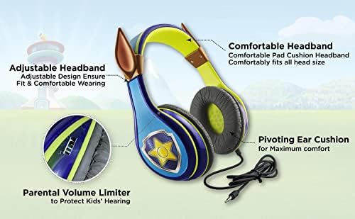 Paw Patrol Marshall Kids Wired Headphones – Safe Volume Limiting Earphones for Young Listeners, Perfect for School, Home, and Travel – Comfort-Driven Design with Adjustable Headband and Plush Ear Cushions for Extended Use