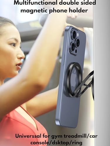 Sleek Silver Gym Magnetic Phone Holder – Dual Magnet Technology for Unmatched Grip, 360° Rotatable Design for Optimal Viewing Angles, Effortless Attachment to Metal Surfaces, Compatible with i Phone 12/13/14/15/16, Samsung & All Mag Safe Smartphones – Ultimate Portable Phone Mount for Distraction-Free Workouts