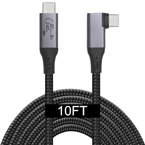 Elevate Your Connectivity with a 6-Foot USB4 Cable – Ultra-Fast 40 Gbps Data Transfer, 8 K HD Display Support, and 240 W Rapid Charging – Flexible 90-Degree Right Angle USB-C Design for Optimal Performance in Tight Spaces and Seamless Compatibility with Thunderbolt 3 & 4 Devices