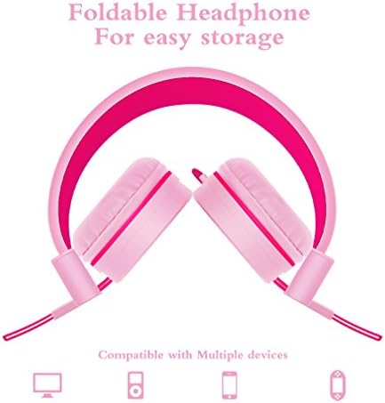 ELECDER i37 Foldable Kids Headphones – Lightweight, Adjustable On-Ear Wired Headphones in Vibrant Peach/Purple for School, Travel & Home Learning – Perfect Audio Companion for Young Learners & Teens with Comfortable Fit and Universal Device Compatibility