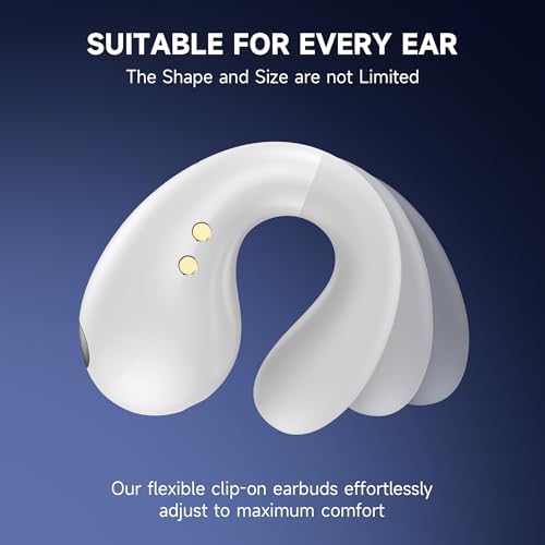 Advanced Bluetooth 5.3 Open Ear Bone Conduction Earbuds – Ultra-Lightweight Sport Headphones with 36-Hour Playtime, IPX7 Waterproof Rating, and Secure Clip-On Design for Optimal Comfort and Awareness During Workouts – Effortless Wireless Connectivity and Exceptional Sound Quality for Active Individuals