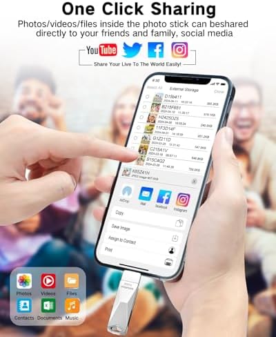 512 GB Photo Stick USB Drive – Ultimate Memory Expansion for i Phone, i Pad, Android, and PC – Fast Data Transfer & Plug-and-Play Convenience – Sleek Black External Storage Solution for Effortless File Management