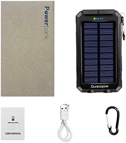 High-Capacity 20,000 m Ah Waterproof Solar Charger Power Bank for Outdoor Adventures – Dual USB-C Fast Charging with Built-in LED Flashlight and Compass (Orange) for Ultimate Portability and Reliability