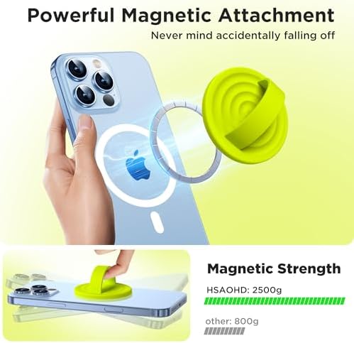 Transform Your i Phone Experience with the Neon Yellow Magnetic Phone Grip – Perfectly Engineered for Mag Safe Compatibility, Ergonomic Silicone Comfort, and Versatile Removable Loop Design for Effortless One-Handed Operation on Pro Max/Plus/16/15/14/13/12 Models – A Stylish Blend of Functionality and Contemporary Aesthetics