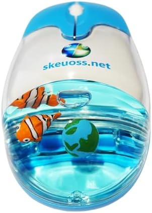 Frutiger Aero Aqua Mouse – Stunning Clear Blue USB-C Rechargeable Wireless & Bluetooth Optical Mouse with Enchanting Liquid Water Feature and Floating Globe & Clownfish – Ultimate Ergonomic Comfort & High-Speed Performance for Modern Workspaces