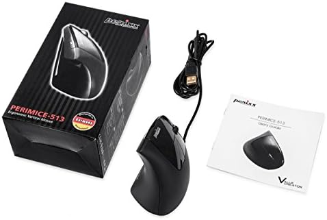 Ergonomic Perixx PERIMICE-713 Wireless Vertical Mouse for Right-Handed Users – 6 Customizable Buttons, Adjustable 3-Level DPI, Sleek Black Design, Unmatched Comfort for Long Hours of Work or Gaming