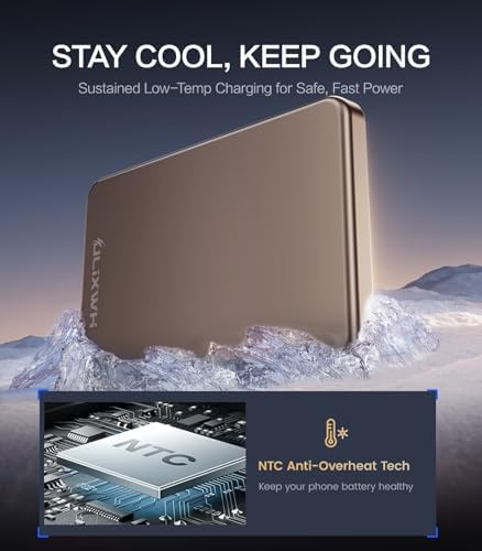 Ultra-Slim Magnetic Power Bank for i Phone – 5000 m Ah Fast Charging Wireless Charger, Lightweight Alloy Design, Sleek Aluminum Finish with Advanced Heat Management, Perfect for i Phone 16/15 Pro Max/14/13/12 – Stay Powered Anywhere, Anytime