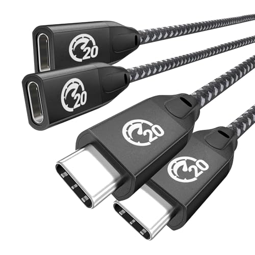 Upgrade Your Connectivity with Use Bean 2 FT USB C Extension Cable 2 Pack – Achieve 20 Gbps Data Transfer & 4 K Video Output for Mac Book Pro, i Pad Air, Dell XPS, Galaxy S25, i Phone 15 – Ideal Type-C Extender for Seamless Performance and Enhanced Compatibility