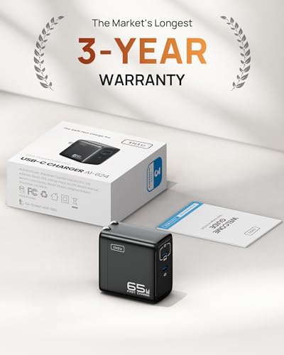 INIU 3-Port USB C Charger Block – 65 W PD Fast Charging Wall Adapter with Compact Foldable Plug, Ga N Technology for Ultimate Efficiency – Multi-Device Compatibility for Mac Book Pro/Air, i Phone 16, Samsung S25, i Pad Pro & More – Travel-Friendly Design for Rapid Power Delivery