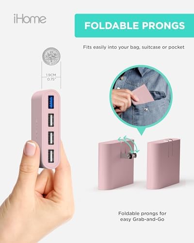i Home 2-Port USB Wall Charger – Compact Dual Port AC Adapter for Rapid Device Charging – Flat Design for Travel & Home Use – Enhanced Compatibility with Smartphones & Tablets – Safe, High-Speed Charging Solution