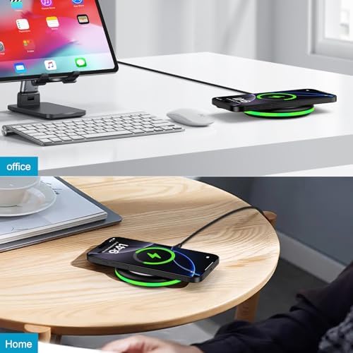 HOOTEK 15 W Fast Wireless Charger Pad – Universal Compatibility for Moto Edge, Samsung Galaxy S Series, and i Phone 16/15 Pro Max – Enhanced Safety Features, Non-Slip Design, and Multi-Protection Charging Station for Speedy Device Power-Up – Ideal for Qi-Enabled Phones and Earbuds