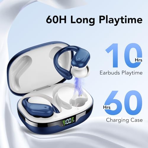 Unleash the Power of Sound with CASCHO Bluetooth 5.3 Wireless Earbuds – 60-Hour Playtime, Deep Bass Immersion, and IPX7 Waterproof Sports Design for Ultimate Active Lifestyle Compatibility with Android & i OS Devices