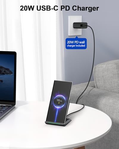 NANAMI Qi-Certified Fast Wireless Charging Stand with QC3.0 Adapter – 7.5 W for i Phone 16 Series & 10 W for Samsung Galaxy S24/S23/S22 – Ultimate Ergonomic Charging Station for Optimal Device Efficiency – Sleek Space-Saving Design for Home and Office Environments – Enhanced Safety Features for Reliable Use