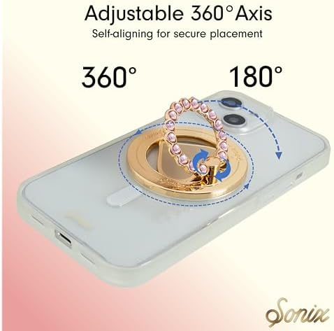 Elevate Your i Phone Experience with the Sonix Magnetic Phone Grip – Stylish Rhinestone Ring Holder for i Phone 12, 13, 14, 15 Series – Effortless 360° Rotation and Secure Mag Safe Compatibility – Sleek Silver/Clear Design for Ultimate Functionality and Fashion