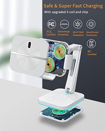 Advanced Wireless Charging Dock for Samsung Galaxy Z Fold Series – 2-in-1 Fast Charger with 3 Coils for Galaxy Buds Pro & Live – Sleek, Efficient, and Space-Saving Design for Enhanced Device Compatibility and Quick Power-Up
