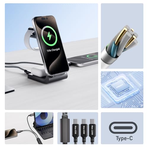 High-Performance 2 in 1 USB C to USB C Fast Charging Cable – 4.9 ft Length, 120 W Power Delivery & 6 A Speed for i Phone 15, Mac Book, Galaxy & More – Tangle-Free, Durable Design for Home, Office, and Travel – Ultra-Fast Data Transfer for Seamless File Sharing and Enhanced Productivity