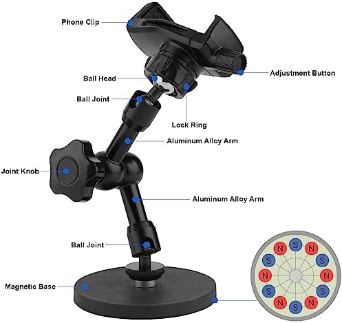 Heavy-Duty Magnetic Phone Holder for Trucks, Tractors, and Boats – Universal 360° Adjustable Mount for Smartphones (3.5-7.5″) – Secure Grip for Safe Navigation and Hands-Free Use