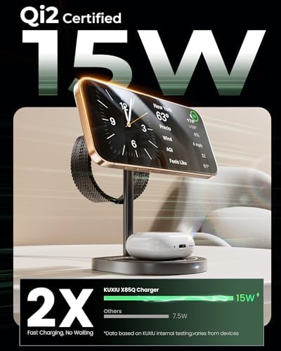 Innovative 3-Point Power 3-in-1 Charging Station for Apple Devices – Sleek Aluminum Alloy Magnetic Wireless Charger Stand with Mini Basketball & Hoop, Perfect for i Phone 16/15/14/13/12, 5 W Apple Watch & Air Pods Charging, Compact Black Design for Enhanced Speed and Style