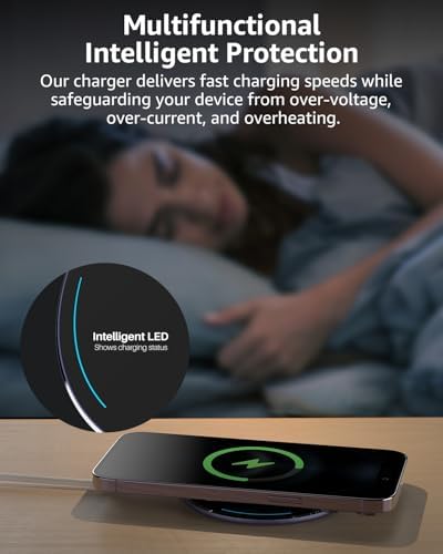 TOZO 2025 Upgraded 15 W Max Fast Wireless Charging Pad – Sleek Rose Red Design for i Phone 16/15/14/13/12 Series & Samsung Galaxy S24/S23/S22 – Ultimate Wireless Power Solution for Busy Lifestyles – Efficient, Portable & Compatible Charging Experience