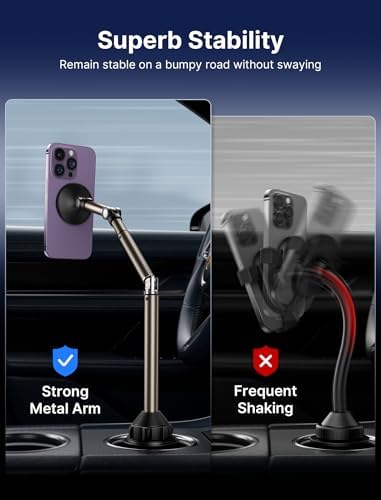 JSAUX Universal Cup Holder Mount for Foldable Phones – Adjustable Cradle Compatible with i Pad Mini, Samsung Galaxy Z Fold Series, Pixel 9 Pro, and Xiaomi Mix Fold – 360-Degree Rotation for Safe, Hands-Free Use in Cars and Trucks – Durable, Easy-Install Car Accessory for Enhanced Navigation and Streaming Experience