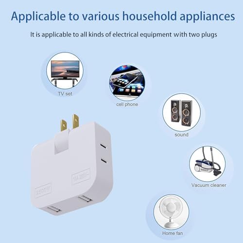 Ultra Slim 3-Way Plug Extender with 360° Rotatable Socket – Compact Travel AC Adapter Splitter for Home and On-the-Go Charging in Stylish Blue and Pink – Lightning-Fast Power Delivery with Superior Compatibility for All Devices