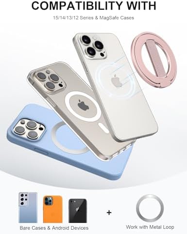 EWA Mag One Ultra Phone Grip Stand – Advanced Elastic Finger Loop & Magnetic Kickstand Holder for i Phone 16, 15, 14, 13 Pro/Max/Plus – Optimal Hands-Free Viewing & Superior Grip Stability – Sleek Black Design for Everyday Convenience