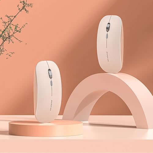 Uciefy Q5 Slim Rose Gold Wireless Mouse – Portable Optical Rechargeable Design with Silent Click, USB Receiver & Type C Adapter for Effortless PC, Laptop & Desktop Compatibility – Elevate Your Workspace with Style & Precision